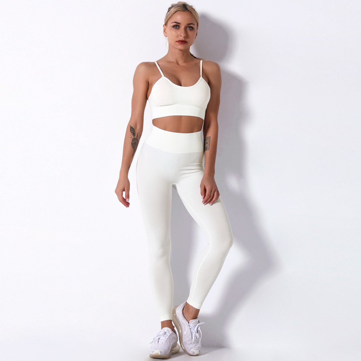 White FITNESS RUNNING YOGA CLOTHES