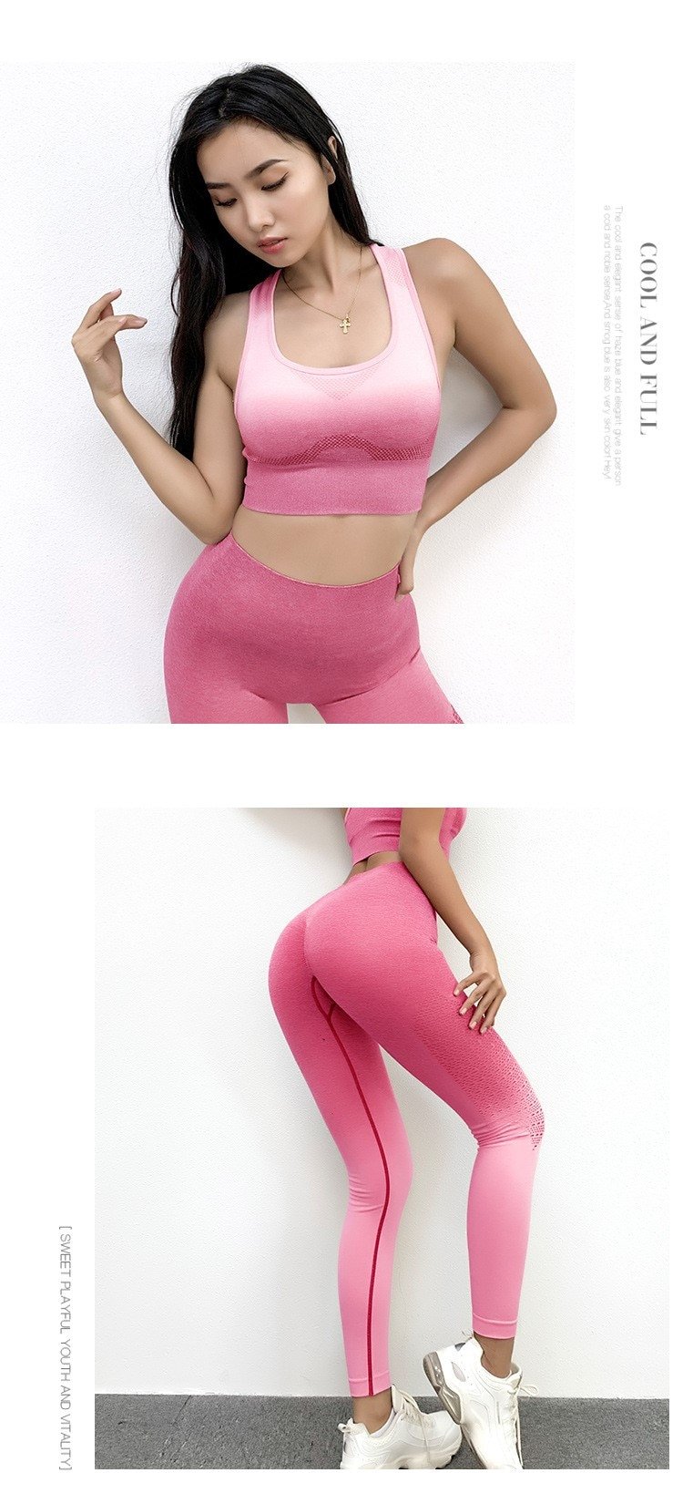 PINK WHITE YOGA WEAR HOLLOW YOGA PANTS